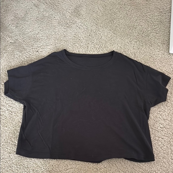 LULULEMON Black Cropped Cates Tee Tshirt 4/XS - Picture 1 of 4